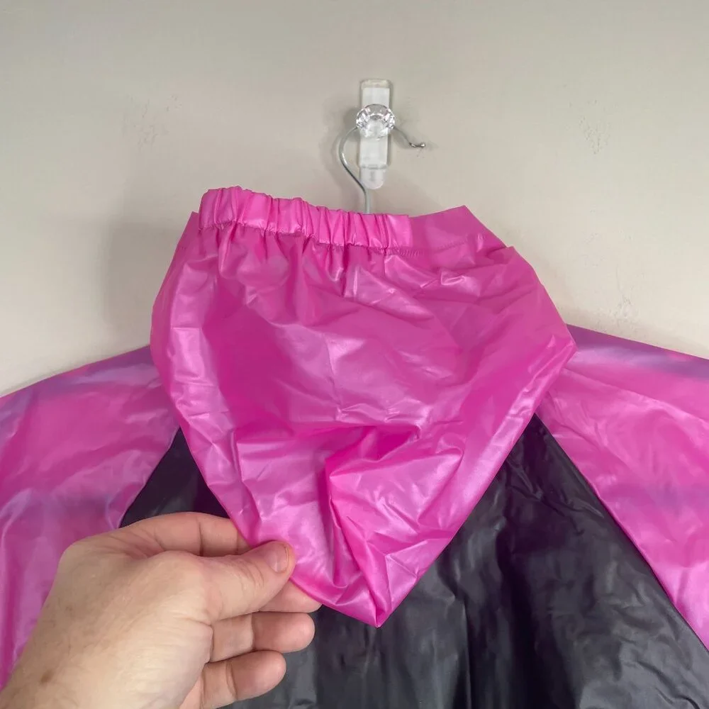 Minnie Mouse Disney Rain Jacket Girls Medium Hooded Snap‎ Front Packable Travel
